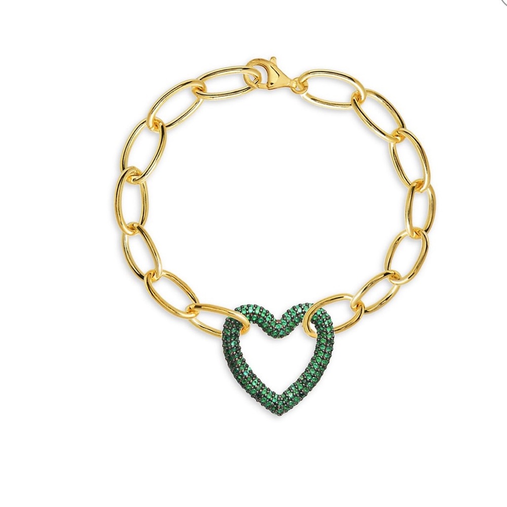 Gabi Rielle Pave Heart Chain Link Bracelet